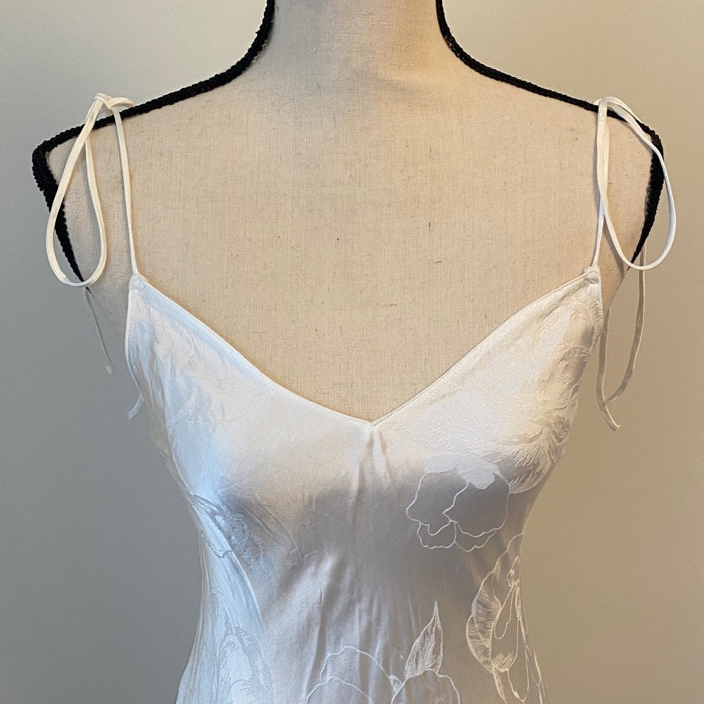 Elegant White Bias Cut Slip Dress - Picture 8 of 11